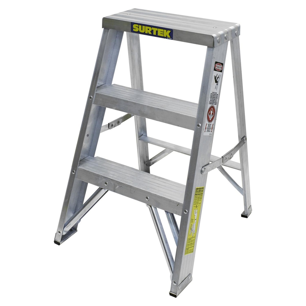 ESCALERA TIPO TABURETE DE ALUMINIO CON 2 PELDAÑOS SURTE